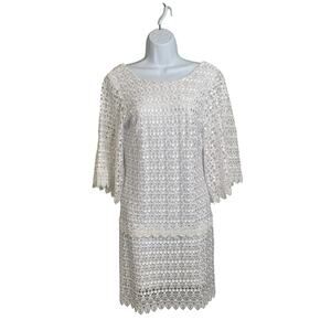 Julian Chang Y2K White‎ Crochet Lace Dress Size S Coquette Romantic Soft Girl